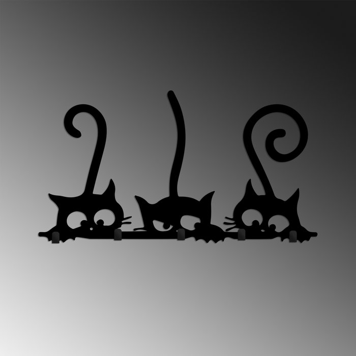 Wallity Hidden Cats Gancho de pared de metal negro